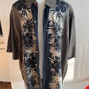 Shirt Brown and Black Floral Button-Up Shirt